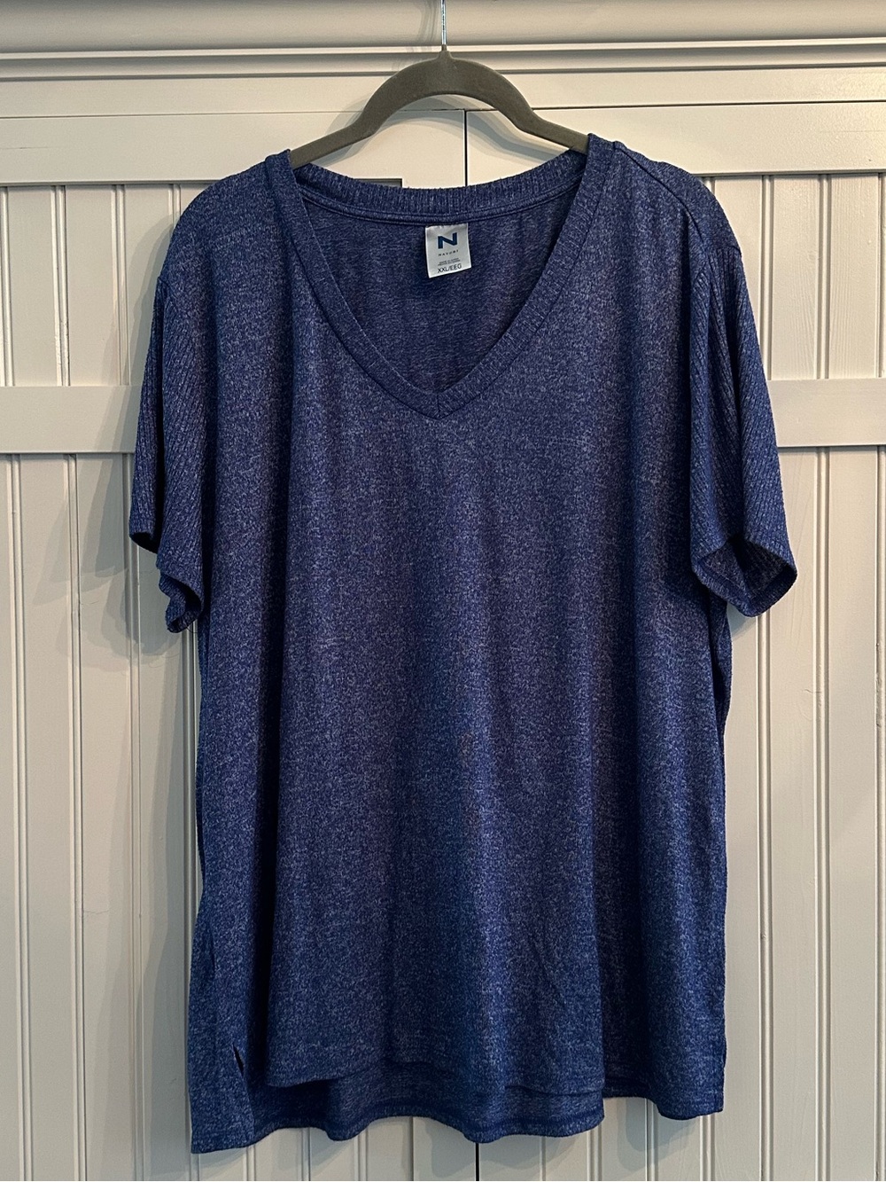 Natori Heathered Navy V-Neck Short Sleeve Tee